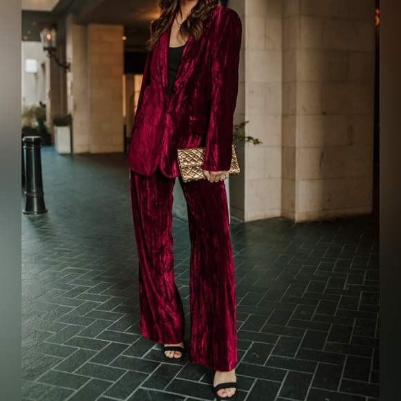 Buddy Love Pants - 2 pc Velvet Burgundy set
